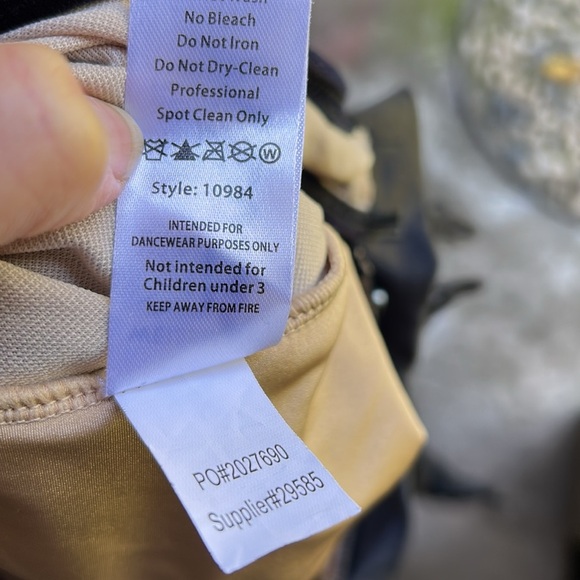 Weissman Black Velvet Leotard Dance Halloween Costume Attached Panel Skirt Large - Picture 12 of 15